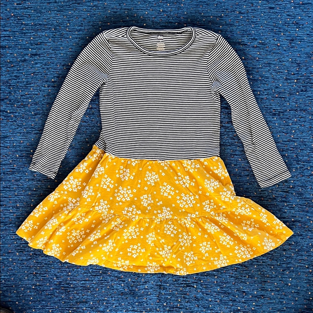 Tea Collection flare dress, Striped up top with Floral tiered swing skirt size 6